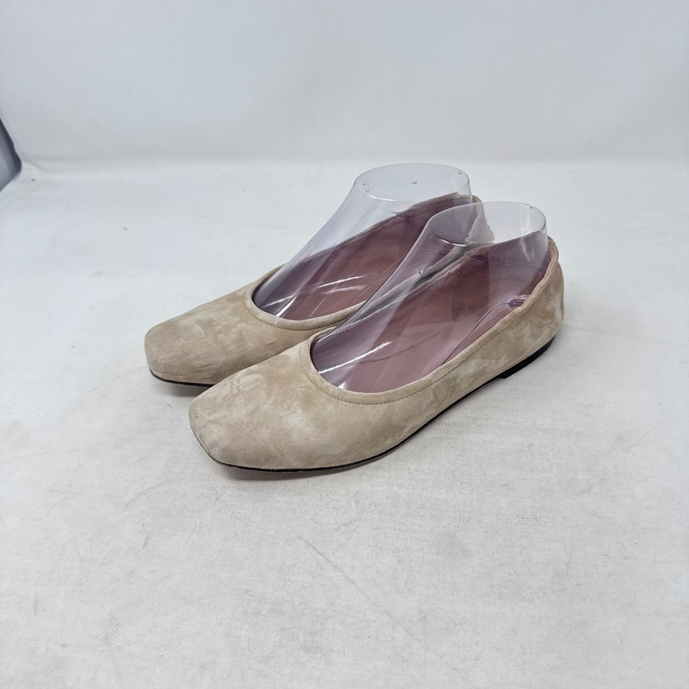 J. Crew Square Toe Ballet Flats Tan 6.5 Suede Slip On Classic Minimalist Shoes